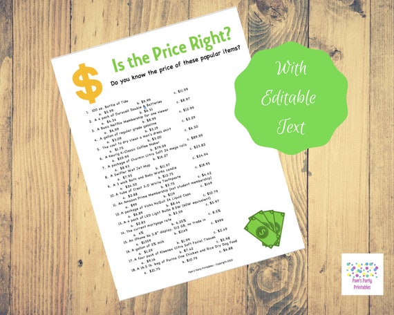 Price Is Right Printable Game For Seniors Price Is Right Printable Game For Seniors