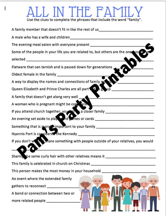 all in the family family reunion game table game etsy