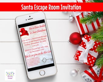 Digital Invitation for Oh No! Santa's List is Missing! - A DIY Escape Room Kit - Editable in Word or Google Docs