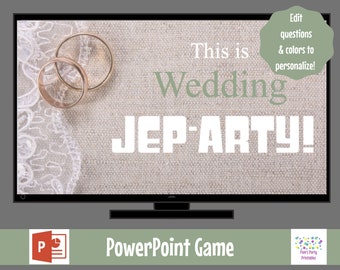 Virtual Game  or In Person, Bridal/Wedding Jep-arty! Interactive PowerPoint Game, Wedding/Bridal Shower/Rehearsal Dinner, Edit Bridal Game