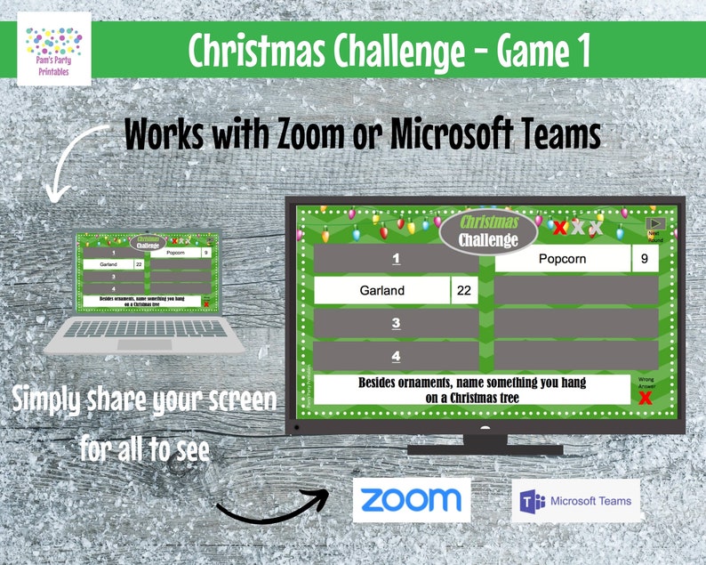 Virtual Game Christmas Challenge GAME 1 Interactive & Editable PowerPoint Game, Christmas Game, Party Game, Family Friendly, Classroom image 9