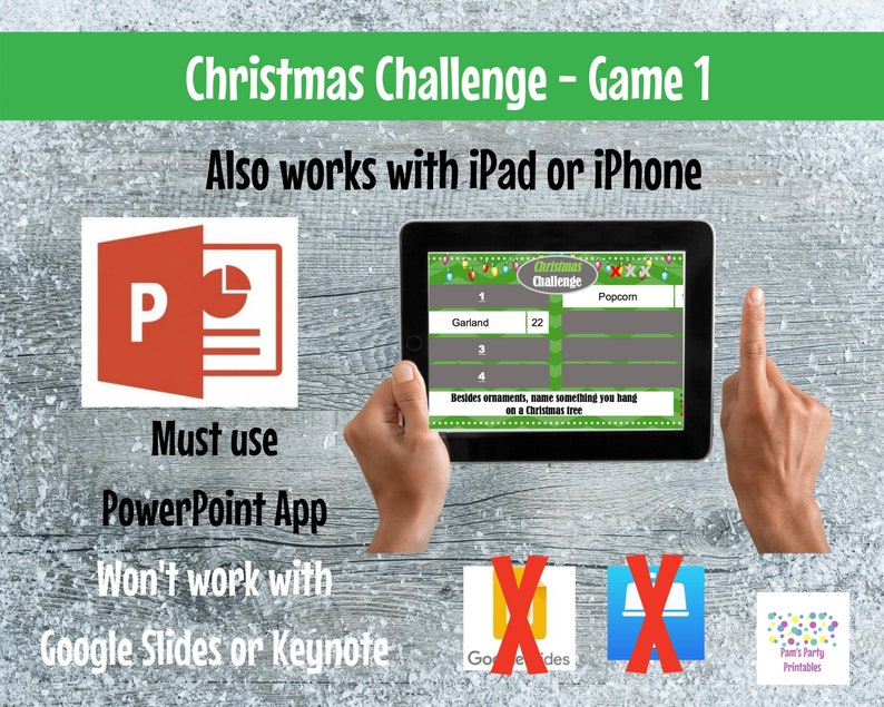 Family Friendly Christmas Game Classroom Virtual Game Christmas Challenge GAME 1- Interactive /& Editable PowerPoint Game Party Game