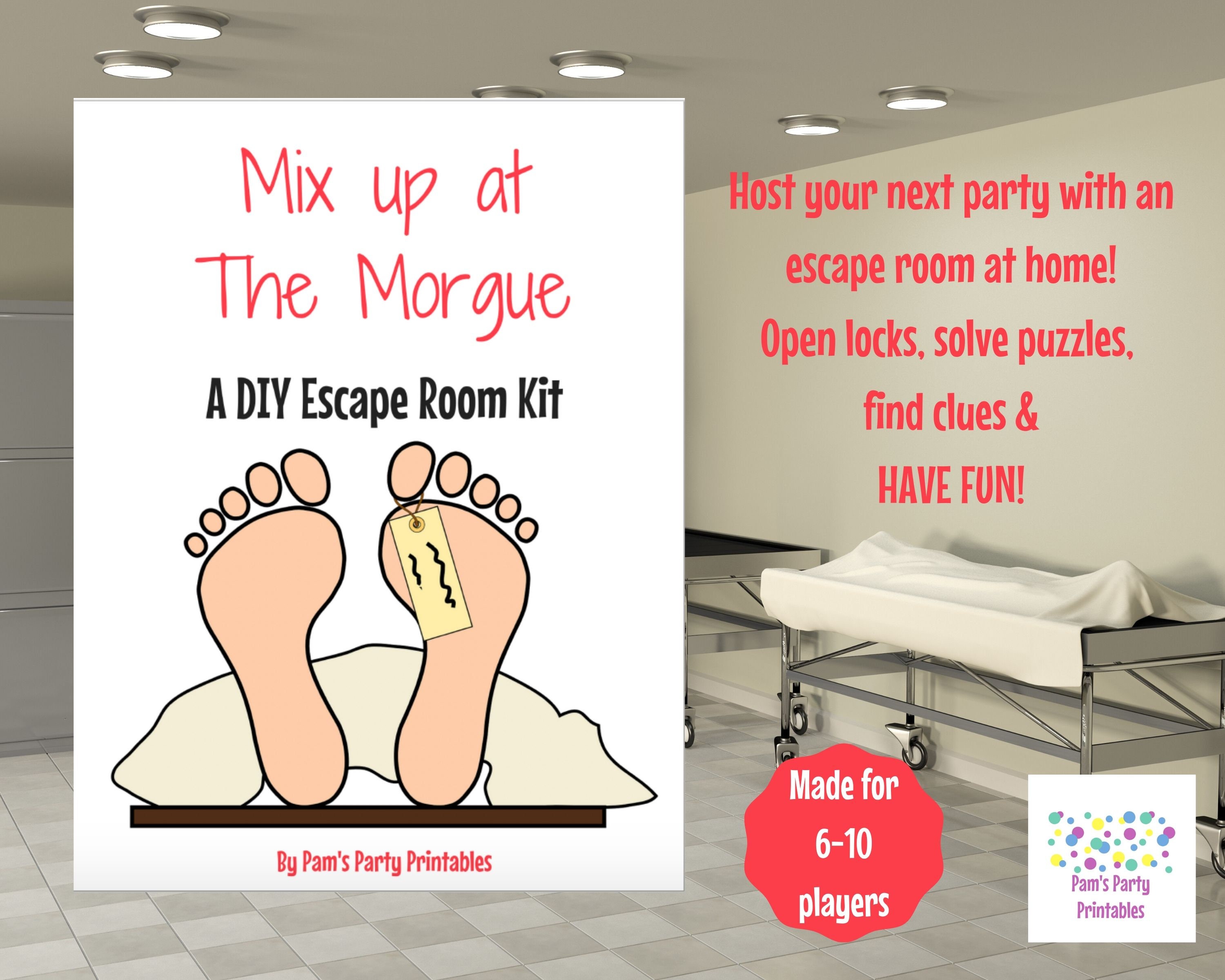 Mix Up At The Morgue A Diy Escape Room Kit Halloween Game Etsy