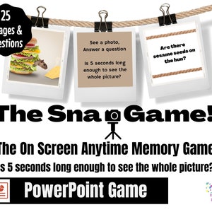The Snap Anytime Memory Game! Virtual, Zoom or Large Screen PowerPoint Game. Anytime Party Game for Kids, Teens or Adults. Office Game.