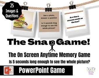 The Snap Anytime Memory Game! Virtual, Zoom or Large Screen PowerPoint Game. Anytime Party Game for Kids, Teens or Adults. Office Game.