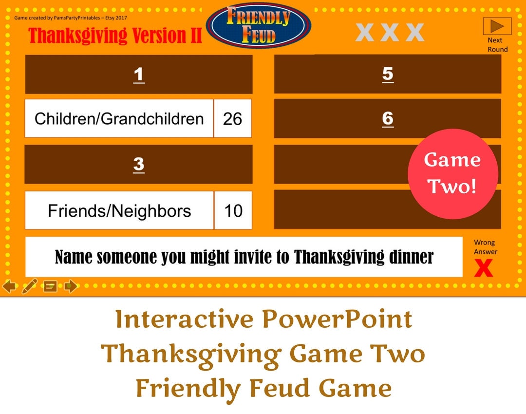 Thanksgiving Friendly Feud GAME TWO Interactive PowerPoint Etsy