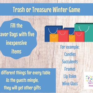 Winter Holiday Trash or Treasure Printable Dice & Card Game for Large Group, Winter, Classroom, GNO, Hanukkah Game, Mingle Game, Table Game image 4