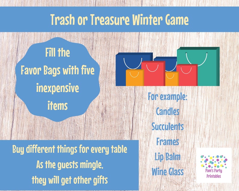 Winter Holiday Trash or Treasure Printable Dice & Card Game for Large Group, Winter, Classroom, GNO, Hanukkah Game, Mingle Game, Table Game image 4