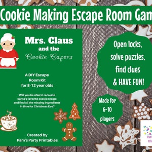 Mrs. Claus' Cookie Capers - A Christmas DIY Escape Room Kit for 8-12 year olds - Christmas Escape - Christmas Game - Christmas at Home Party