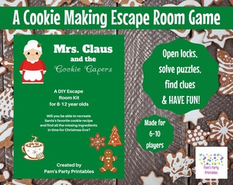 Mrs. Claus' Cookie Capers - A Christmas DIY Escape Room Kit for 8-12 year olds - Christmas Escape - Christmas Game - Christmas at Home Party