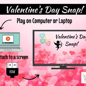 Valentine's Day Snap Memory Game Virtual Zoom Large Screen PowerPoint Game. Galentine's Party Game for Kids, Teens or Adults. Office Game image 5
