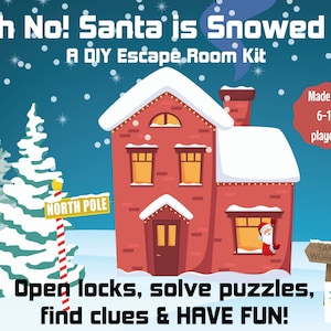 Oh No! Santa is Snowed In!  - A DIY Escape Room Kit, Christmas Game, Team Building, Family Friendly, Ages 8 to 80, Christmas in July