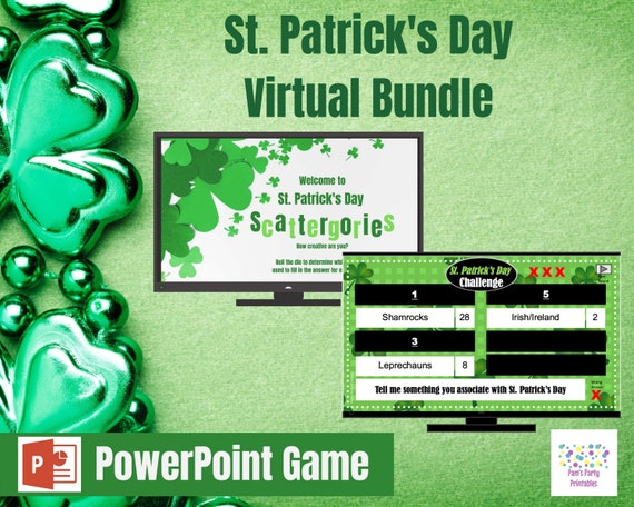 Virtual Bundle St. Patrick's Day Scattergories PowerPoint Game, St Pats Challenge, St Pats Day, Classroom Game, Zoom Game, Happy Hour Game, Il_570xn