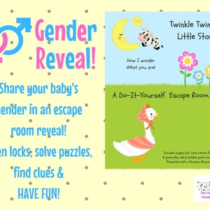 Twinkle Twinkle Nursery Rhyme DIY Escape Room Game, Gender Reveal, Surprise, Family Friendly, Baby Shower, Baby Sprinkle, New Mom, New Baby image 1