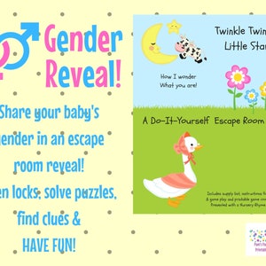 Twinkle Twinkle Nursery Rhyme DIY Escape Room Game, Gender Reveal, Surprise, Family Friendly, Baby Shower, Baby Sprinkle, New Mom, New Baby