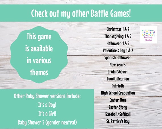 Virtual Or Large Screen Game Gender Neutral Baby Battle Etsy