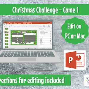 Virtual Game Christmas Challenge GAME 1 Interactive & Editable PowerPoint Game, Christmas Game, Party Game, Family Friendly, Classroom image 4