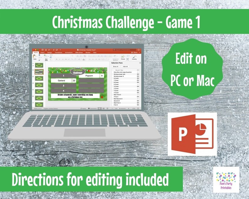 Virtual Game Christmas Challenge GAME 1 Interactive & Editable PowerPoint Game, Christmas Game, Party Game, Family Friendly, Classroom image 4