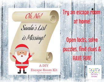 Oh No! Santa's List is Missing! - An at home Escape Room Kit: Unique Christmas Game, Family Friendly, Christmas game for kids, teens, adults