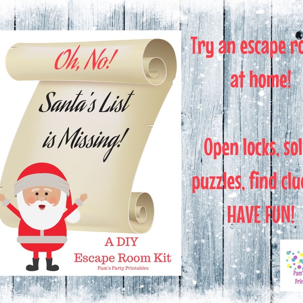 Oh, No! Santa’s List is Missing – DIY Christmas Escape Room Game | At Home Escape Room Kit | Holiday Party Game | Unique Christmas Activity