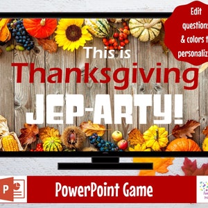 Thanksgiving Jep-arty, Friendsgiving Party Game, Thanksgiving Trivia, Game Show, Editable game, Virtual Game or Large Screen Game, Zoom image 1