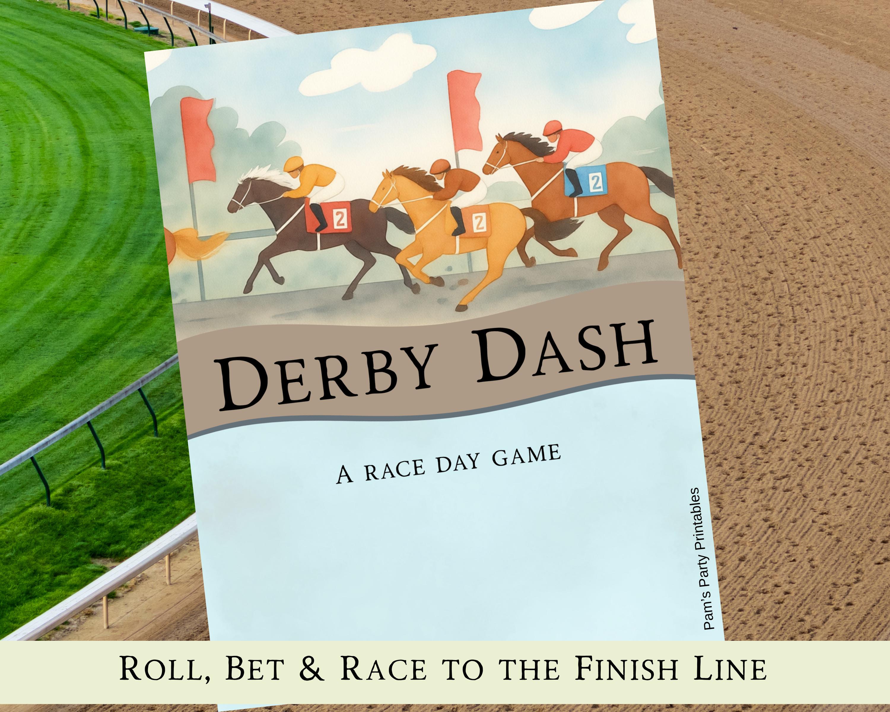 Derby Dash Printable Horse Race Game, Kentucky Horse Party Game, Roll ...