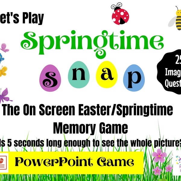 Easter, Springtime, Snap Game!, Memory Game, Virtual, Large Screen, PowerPoint Game, Easter Game, Team Meeting, Game for All Ages, Zoom Game