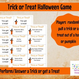 Halloween Game. Trick or Treat Cards - Do a Trick or Get a Treat ...