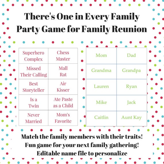 theres one in every family family reunion game apples etsy