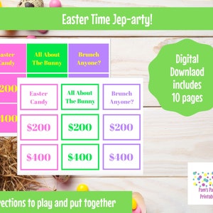 Easter Spring Jep-arty Trivia Game, Printable, Team Building, Game for adults kids, Easter themed game, Spring classroom game, Youth Group image 2