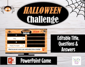 Halloween Challenge Game, Editable PowerPoint Game, Halloween Party Game, Game for adults, teens or kids, Team Game, Virtual Zoom Game