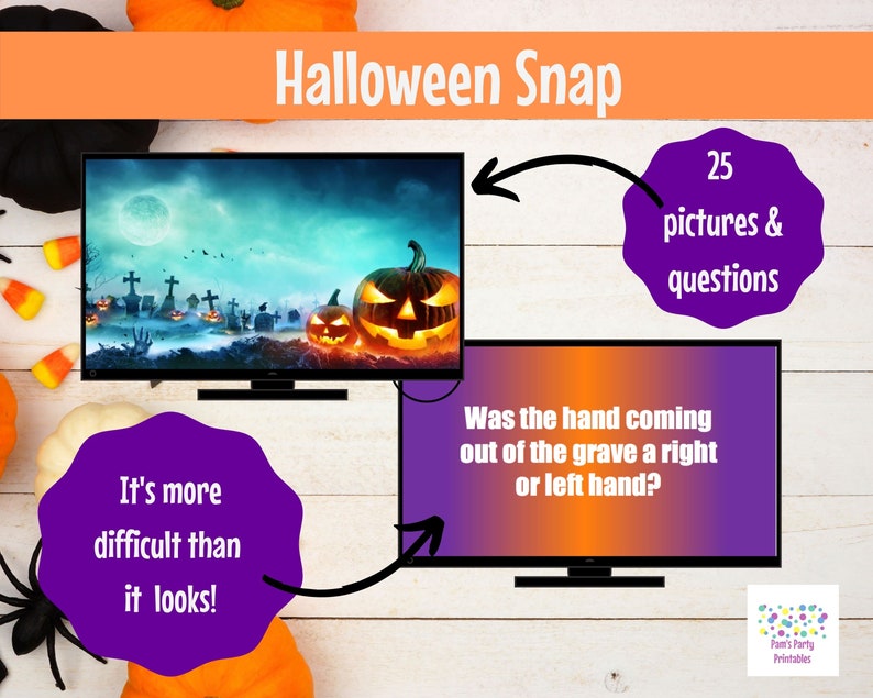 Halloween Game Bundle. Virtual or Large Screen Game, Zoom Game, PowerPoint Game, Halloween Party Game, Family Friendly, Game Show, Trivia image 9