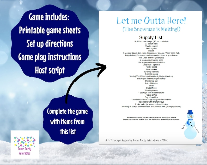 Let Me Outta Here A DIY Escape Room Kit Winter/Christmas/Holiday Game Family Friendly Ages 8 to 80 Group Game Party Game image 2