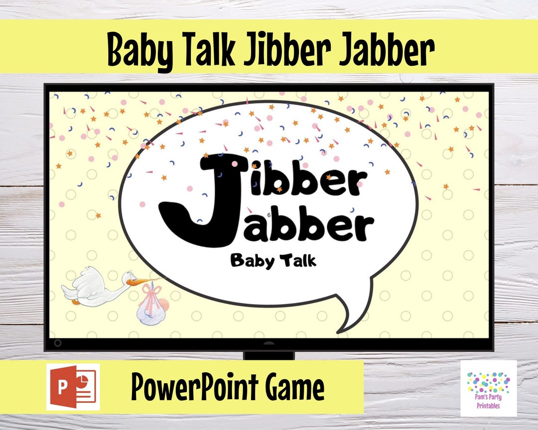 Virtual or Large Screen Baby Shower Game Jibber Jabber Baby Talk Game