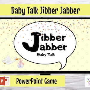 Virtual or Large Screen Baby Shower Game Jibber Jabber Baby Talk Game - Sound out the words to reveal actual meaning - PowerPoint Zoom Game