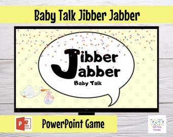 Virtual or Large Screen Baby Shower Game Jibber Jabber Baby Talk Game - Sound out the words to reveal actual meaning - PowerPoint Zoom Game