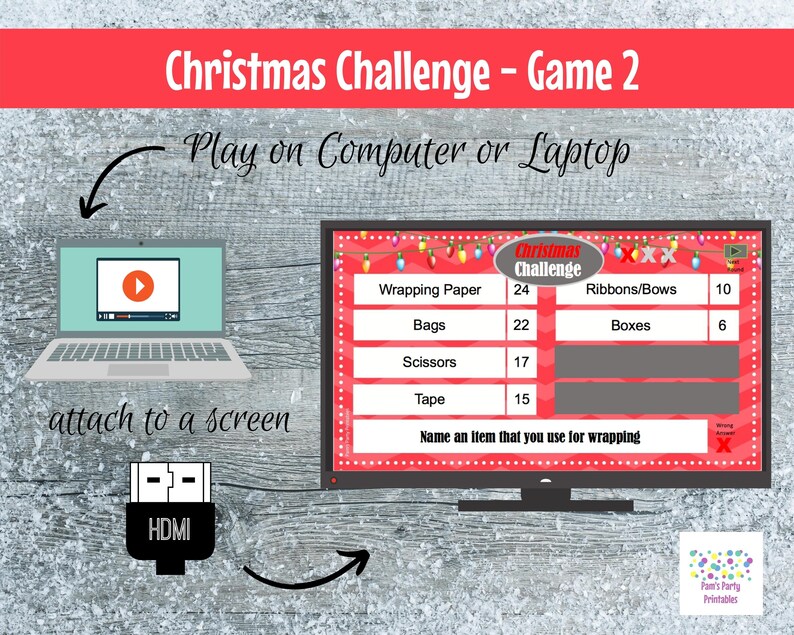 Virtual Game Christmas Challenge GAME 2 Interactive & Editable PowerPoint Game, Christmas Game, Party Game, Family Friendly, Classroom image 7