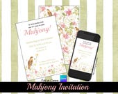 Mahjong Invitation Template Editable Canva Design Mahjong Party 5x7 Card Printable Digital Download Personalized Invite Mahjong Spring Bird