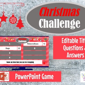 Virtual Game Christmas Challenge GAME 2 Interactive & Editable PowerPoint Game, Christmas Game, Party Game, Family Friendly, Classroom image 1