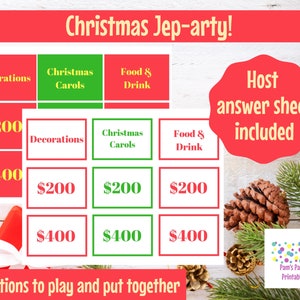 Christmas Jep-arty Printable Game, Christmas Trivia Game, Christmas Game Show, Classroom, Holiday Game for teens or adults image 2