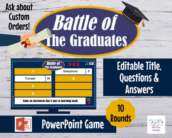 Virtual Game High School Battle of the Graduates Editable & Customize Interactive PowerPoint Game Graduation Party High School Grad Party Il_570xn