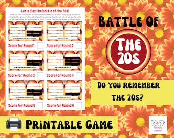 Battle of the 70s Game Show Printable Game, Girls Night, 50th birthday, 50th Anniversary, Class of 1970s Reunion Retirement, Born in the 70s