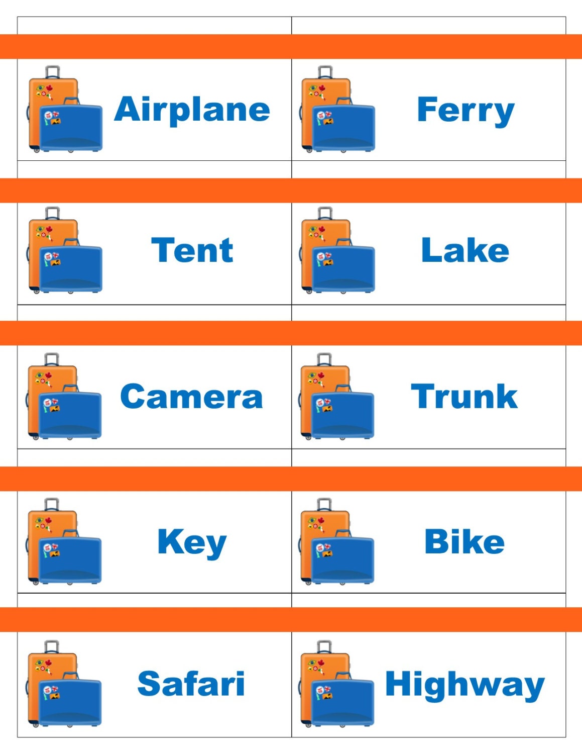 Printable Travel Road Trip Game Cards for Pictionary or Etsy