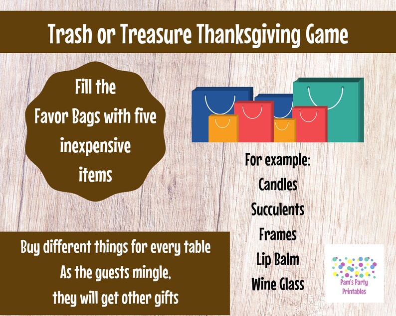 Thanksgiving Trash or Treasure Printable Dice & Card Game Large Group, Youth Group, Classroom, Thanksgiving Game, Mingle Game, Table Game image 4