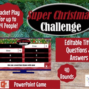 Super Christmas Challenge, Editable, PowerPoint Game, Customized, 40 Rounds, Bracket Play Office Party, Sales Meeting, Christmas Game image 1