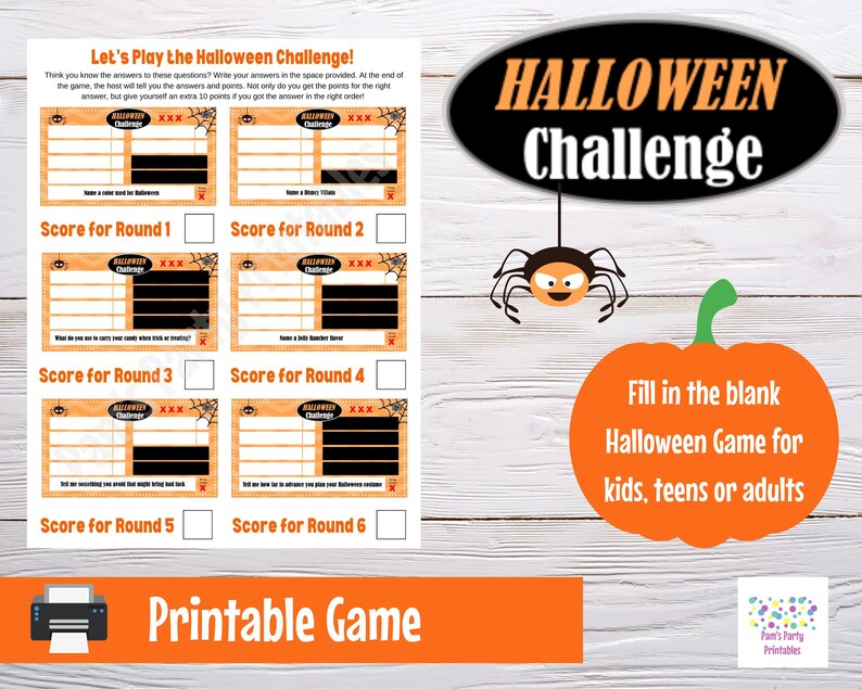 Halloween Printable Game Bundle 10 Games Taboo, Pictionary, Scavenger Hunt, Jep-arty, Scattergories, Halloween Challenge, Word Search, image 4