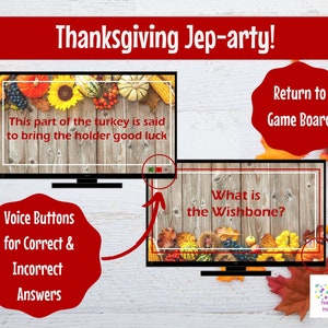 Thanksgiving Jep-arty, Friendsgiving Party Game, Thanksgiving Trivia, Game Show, Editable game, Virtual Game or Large Screen Game, Zoom image 4