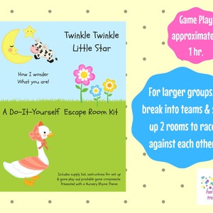 Twinkle Twinkle Nursery Rhyme DIY Escape Room Game, Gender Reveal, Surprise, Family Friendly, Baby Shower, Baby Sprinkle, New Mom, New Baby image 7