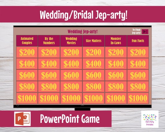 Virtual Game Wedding Time Jep-arty! - Interactive PowerPoint Game - Wedding/Bridal Shower/Rehearsal Dinner - Family Friendly - Interactive Il_570xn