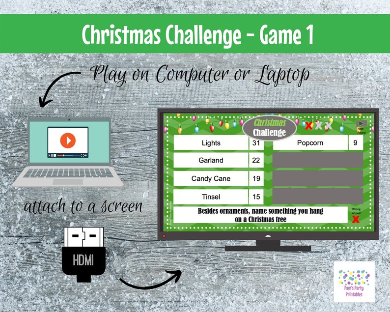 Virtual Game Christmas Challenge GAME 1 Interactive & Editable PowerPoint Game, Christmas Game, Party Game, Family Friendly, Classroom image 7